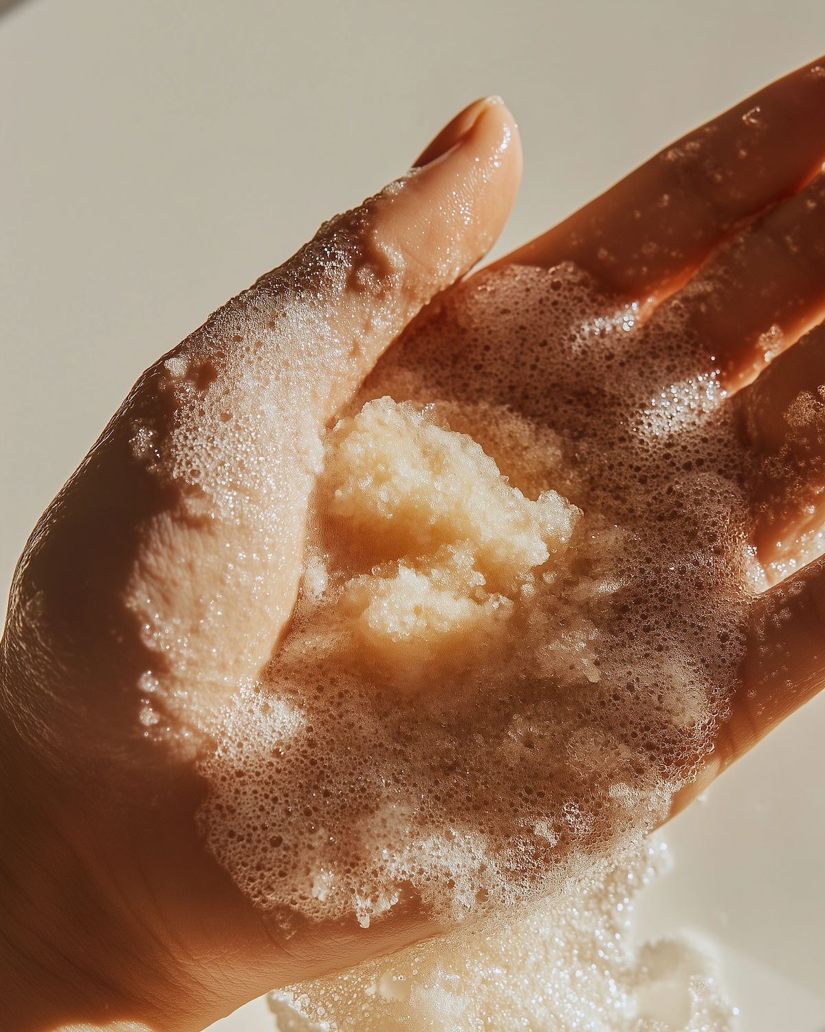 Whipped body butter texture with creamy natural ingredients