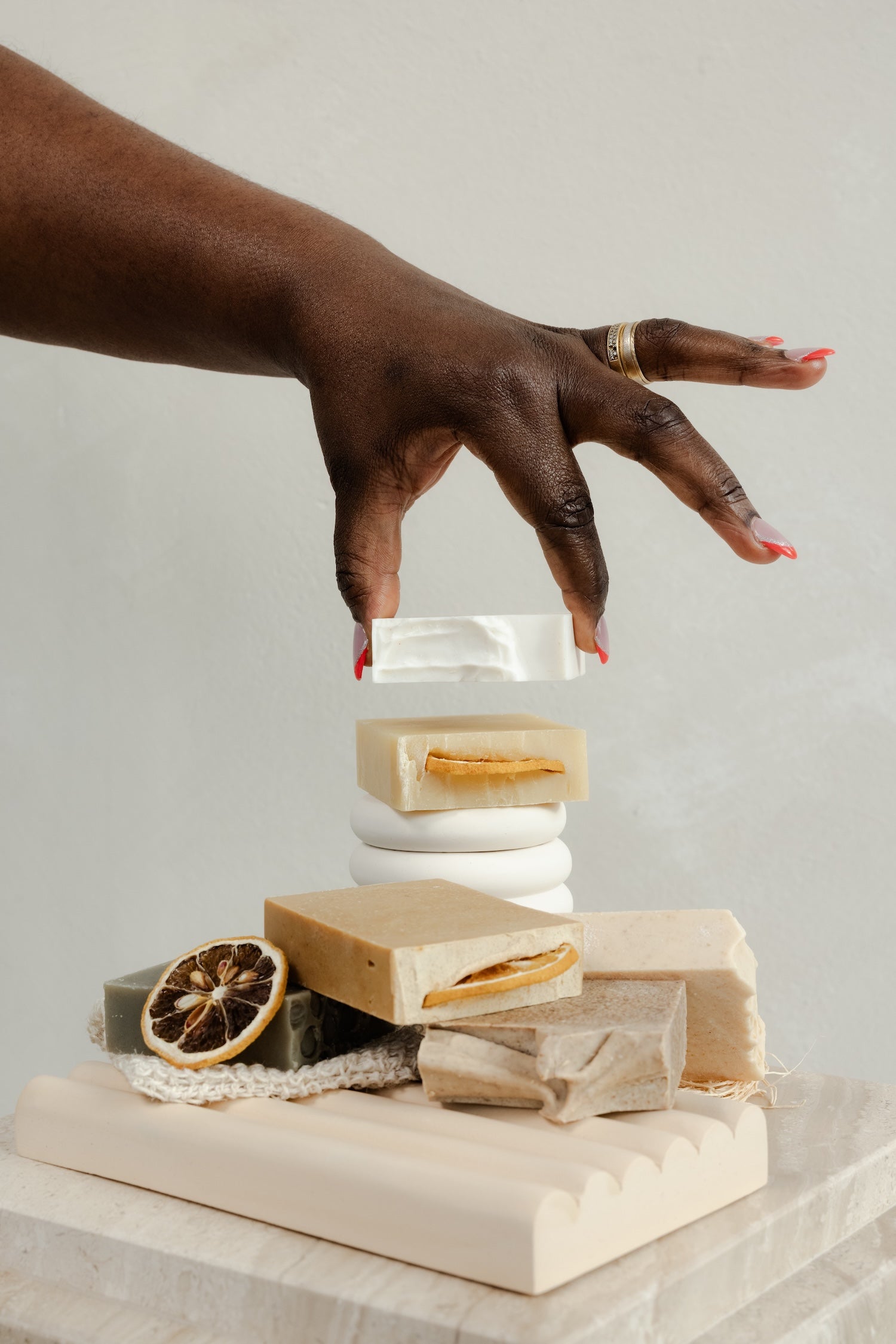  Soph and Sam Naturals candle soap and body care collection styled in soft neutral tones